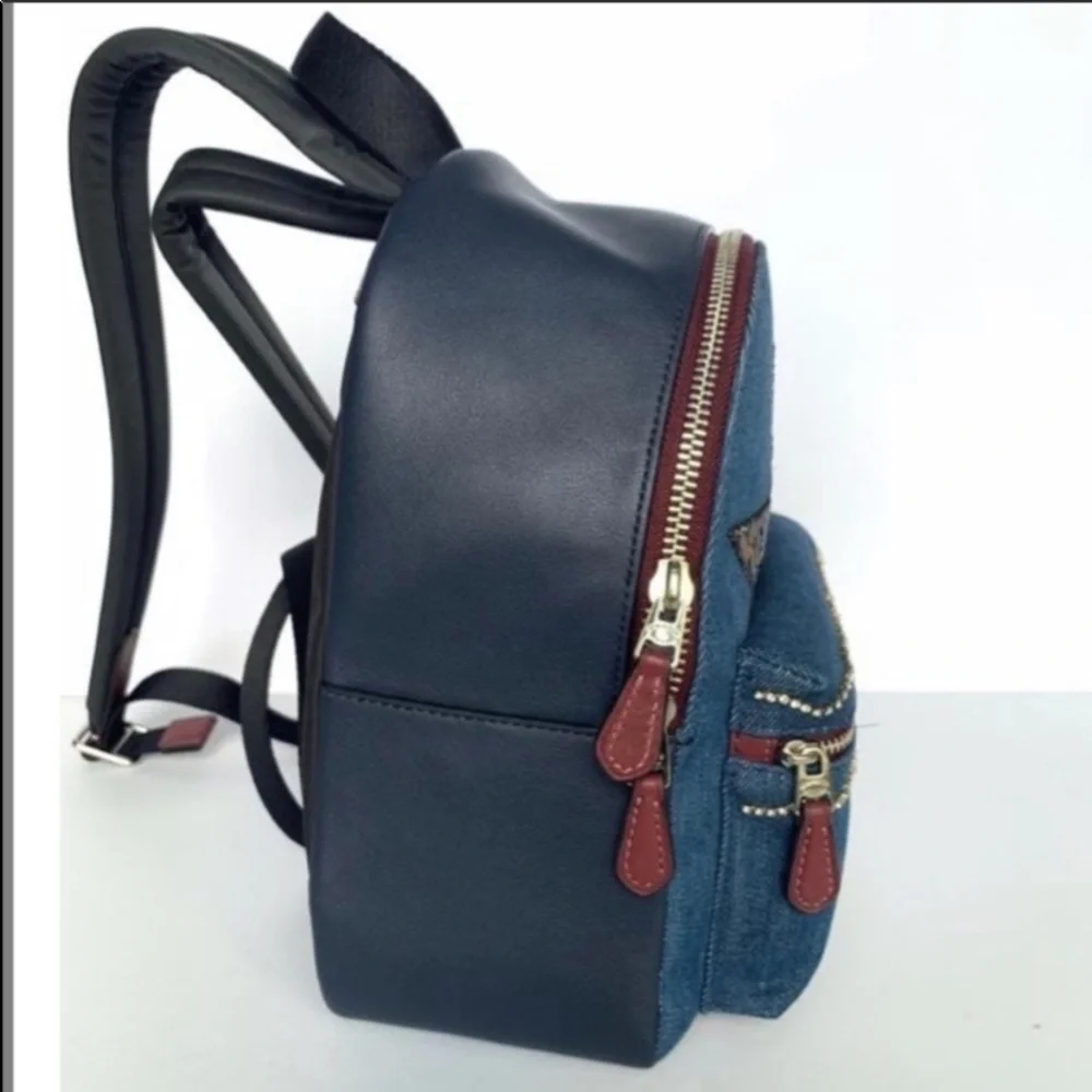 COACH MINI CHARLIE Denim Leather BACKPACK W/ STAR PATCHWORK Rare